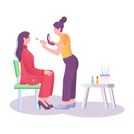 Woman works as makeup artist  Illustration