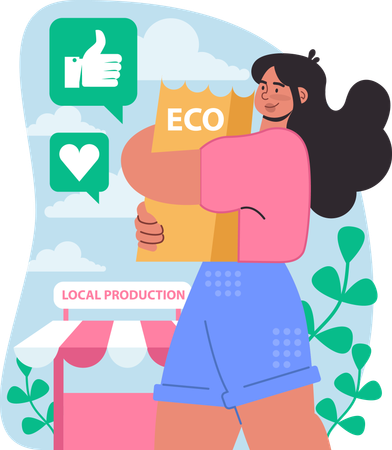 Woman works for local production  Illustration