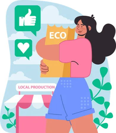 Woman works for local production  Illustration