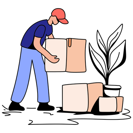WoMan works in Moving company  Illustration