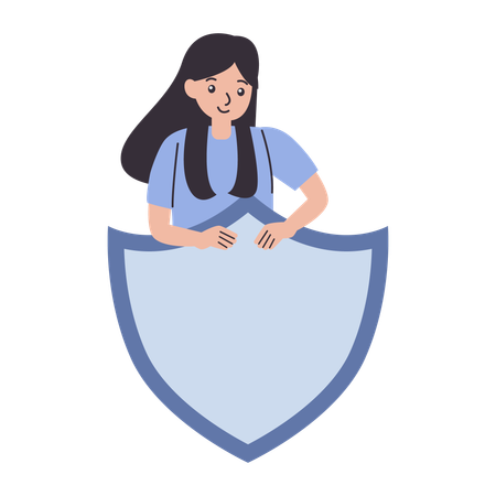 Woman works on Defense Mechanism  Illustration
