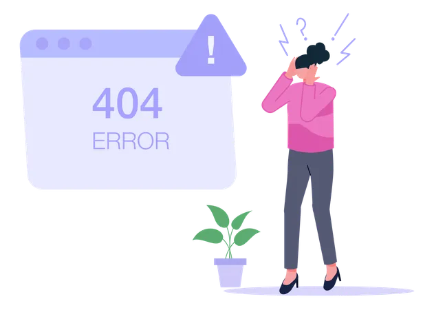 Woman Worried About 404 Error  イラスト