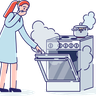 burning cooking stove illustration