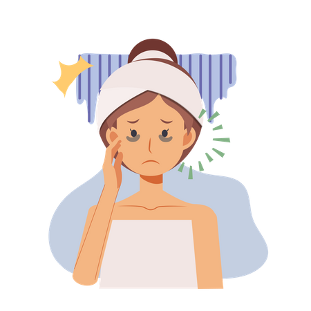 Woman worried about dark circles Illustration