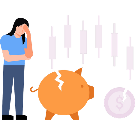 Woman worried about money Illustration