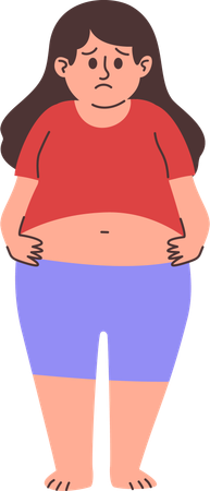 Woman Worried with Big Belly  Illustration