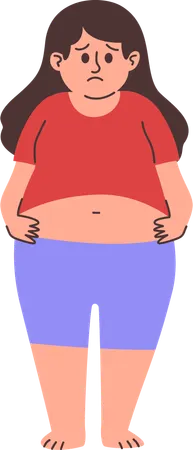 Woman Worried with Big Belly  Illustration