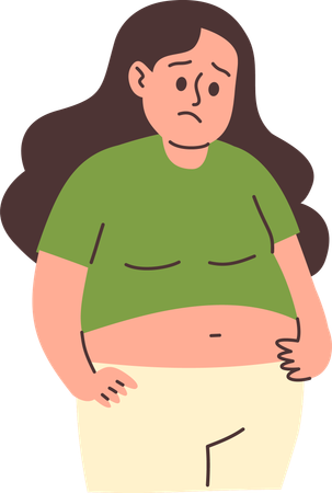 Woman Worried with Big Belly  Illustration
