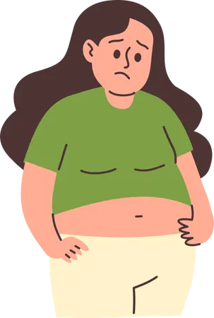 Woman Worried with Big Belly  Illustration