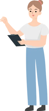 Woman Write Down On Report  Illustration