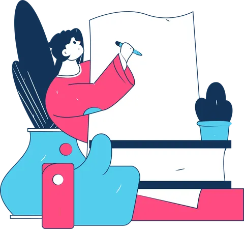 Woman writing a book  Illustration