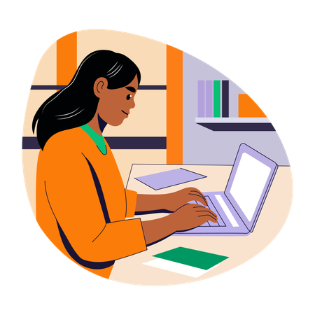 Woman Writing blog  Illustration