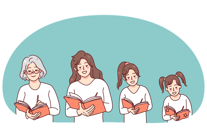 Woman writing diary through life  Illustration