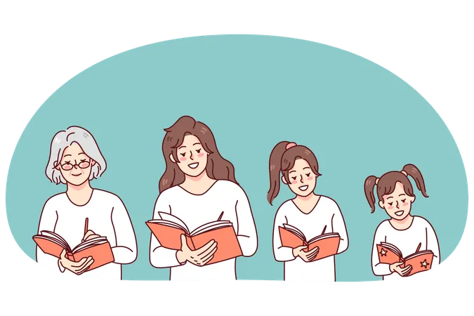 Woman writing diary through life  Illustration