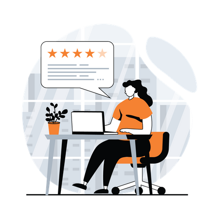 Woman writing feedback  Illustration