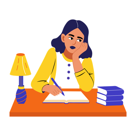 Woman writing in diary  Illustration