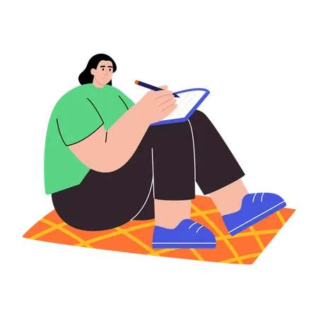 Woman Writing journal  Illustration