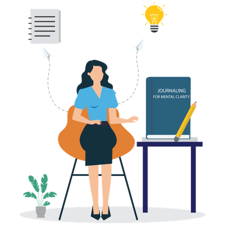 Woman writing Journal for Mental Clarity  Illustration