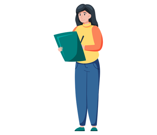 Woman writing journal  Illustration