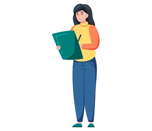 Woman writing journal  Illustration