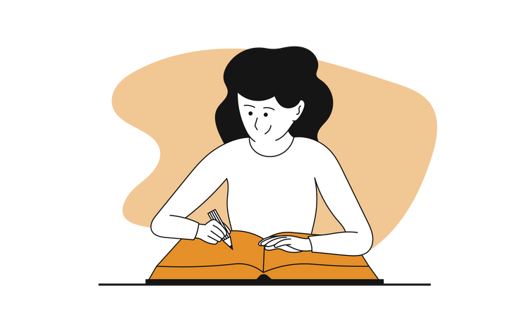 Woman writing notes  Illustration