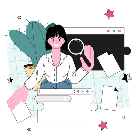 Woman writing programs  Illustration