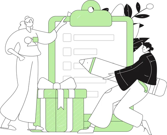Woman writing questionnaire form  Illustration