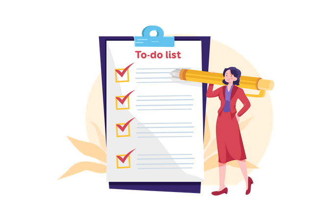 Woman writing to-do-list  Illustration