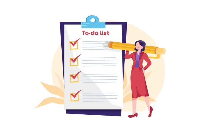 Woman writing to-do-list  Illustration