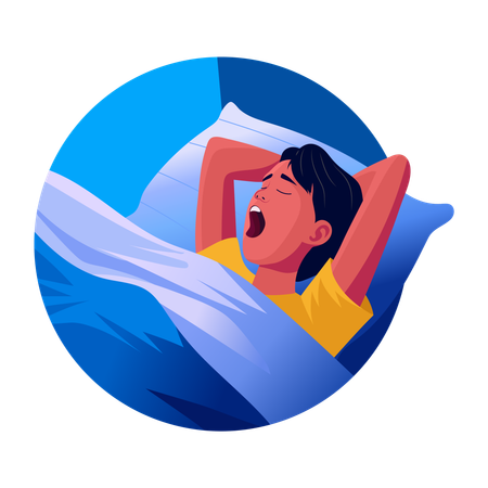 Woman yawning in bed  Illustration