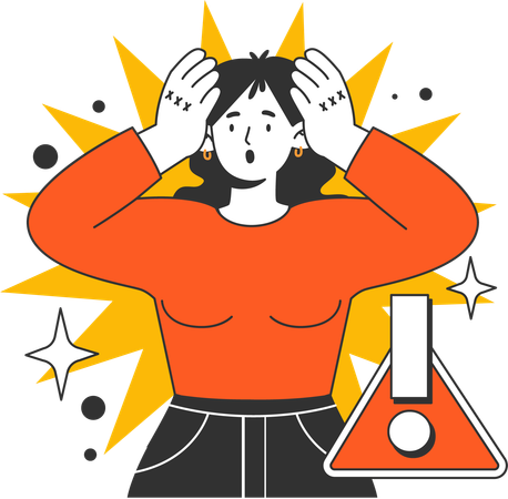 Woman yelling as her house is on fire  Illustration