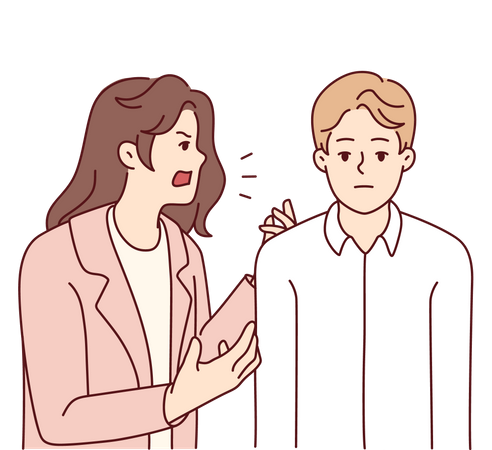 Woman yelling at man  Illustration