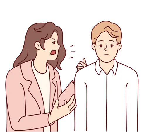 Woman yelling at man  Illustration