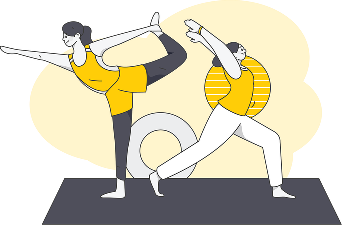 Woman's doing yoga training  Illustration