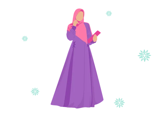 Women abaya fashion purple and pink combination  Illustration