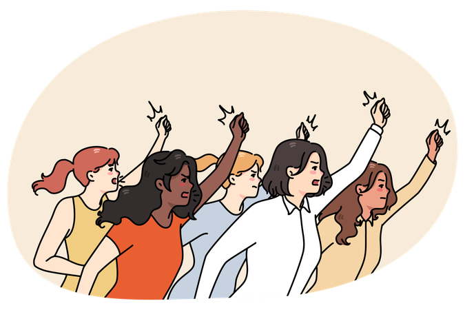Women activist on protest for equal rights  Illustration