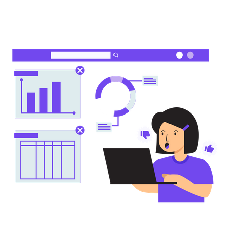 Women Analyze Search Engine Optimization  Illustration