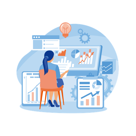 Women analyzing business data  Illustration