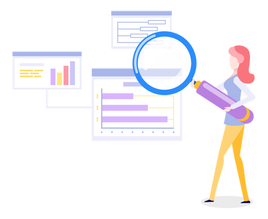 Women analyzing diagram  Illustration