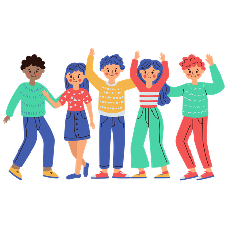 Women and men hands up  Illustration