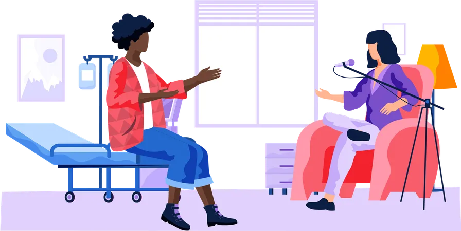 Women are communicating in a hospital room  Illustration