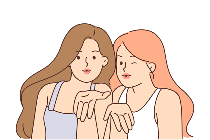 Women are giving flying kiss  イラスト