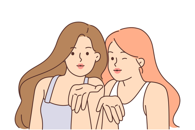 Women are giving flying kiss  Illustration