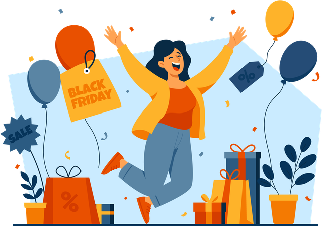 Women are very happy when they get a discount  Illustration