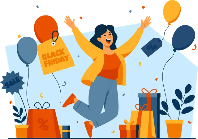 Women are very happy when they get a discount  Illustration