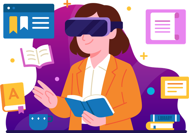 Women assisted by technology for teaching  Illustration