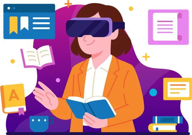 Women assisted by technology for teaching  Illustration
