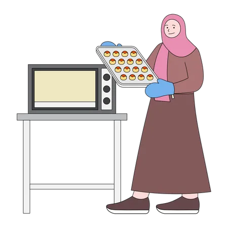Women baking cookies  Illustration