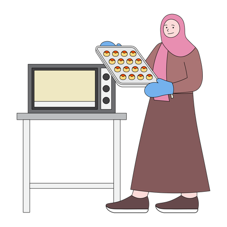 Women baking cookies  Illustration