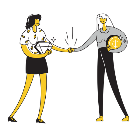 Women business partners made a deal Illustration